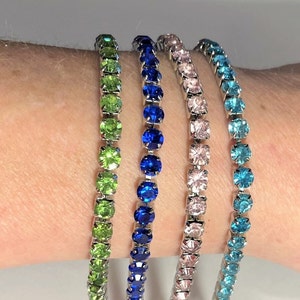 CZ Tennis Bracelet , Peridot Green cz Tennis Bracelet,Sapphire Blue cz Tennis Bracelet,Pink cz Tennis Bracelet,Aquamarine cz Tennis Bracelet