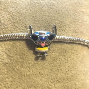Sterling Silver Stitch pool float Charm ,Lilo & Stitch , Cartoon Charm , Charm for Bracelets , 925 Sterling Silver , gift for her image 2