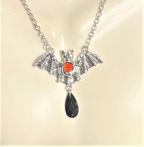 Gothic Bat Necklace & Earrings Set , Flying Bat J… - image 2