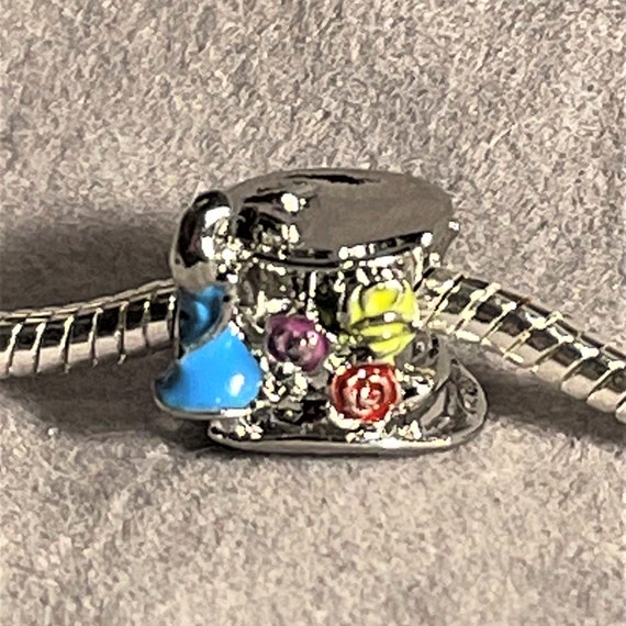 Alice in Wonderland Charms Fits Pandora Bracelets , Alice Always , Cheshire  Cat , Door Knob , Teapot , Alice and Hat , Silver 