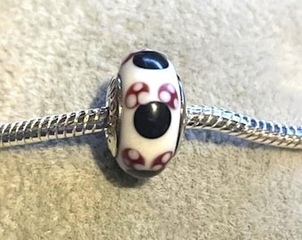 Minnie Mouse Murano Glass Charm , Minnie Mouse Icon Charm , Mouse ears charm ,  925 Sterling Silver , gift for her