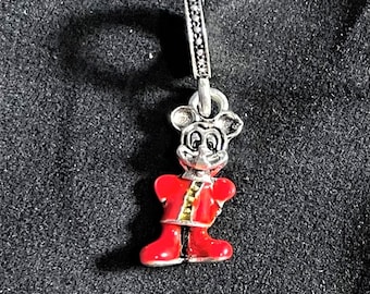 Mickey Mouse Dangle Charm fits Pandora Bracelets , Red Suit Mickey Mouse Charm , Silver plated , gift for her