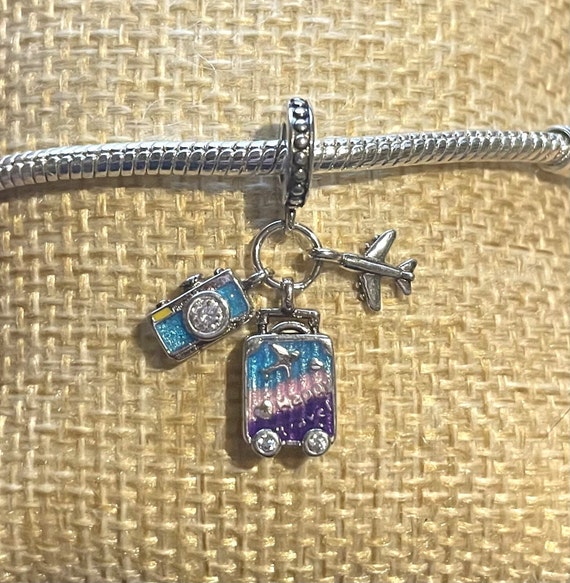 Happy Travel Charm Travel the World Charm Fits Pandora Bracelets