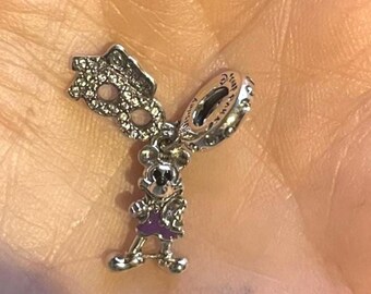 Mickey Mouse 100th Anniversary Dangle Charm , Mickey charm for bracelets , Mickey Mouse , 925 Sterling Silver , gift for her