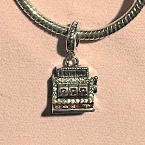 Casino Slot Charm Fits Pandora Bracelets ,Slot Machine Charm , Gambling Charm , Lucky 7&#39;s Charm , 925 Sterling Silver