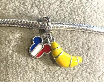 Disney Mickey Mouse Dangle Charm , Mickey Mouse , fits Pandora Bracelet , 925 Sterling Silver , gift for her