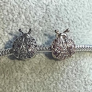 Ladybug CZ Charm , Charm Fits Pandora Bracelets , Ladybug Charm , 925 Sterling Silver , Rose Gold , gift for her