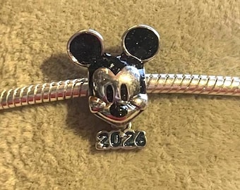 Disney Mickey Mouse 2026 Charm ,  Mickey Mouse , Charm for Pandora Bracelet , 925 Sterling Silver , gift for her