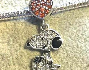PEANUTS Snoopy CARTOON CHARM , charm For Bracelets , Snoopy Charm , 925 Sterling Silver , gift for Her