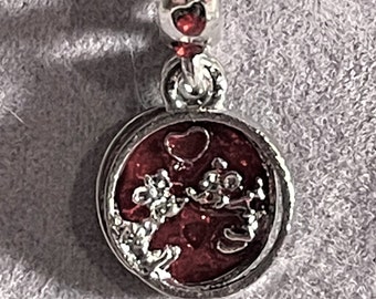 Mickey Mouse & Minnie Mouse Love and Kisses Dangle Charm fits Pandora Bracelets , Silver plated