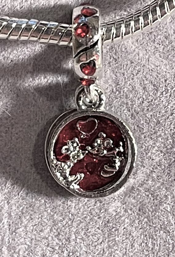 Mickey Mouse Minnie Mouse Love and Kisses Dangle Charm Fits