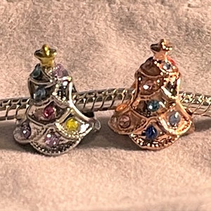 Silver Christmas tree Charm fits Pandora Bracelets , Rose Gold Christmas tree Charm , CZ Christmas Tree, Christmas , Holiday  ,Winter Charm