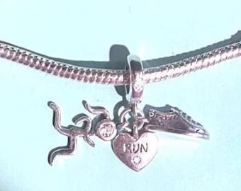 Run charm , I Love To Run Charm fits Pandora Bracelet , Runner Charm , Sports Charm ,Sneaker Charm , Sterling Silver,gift for her