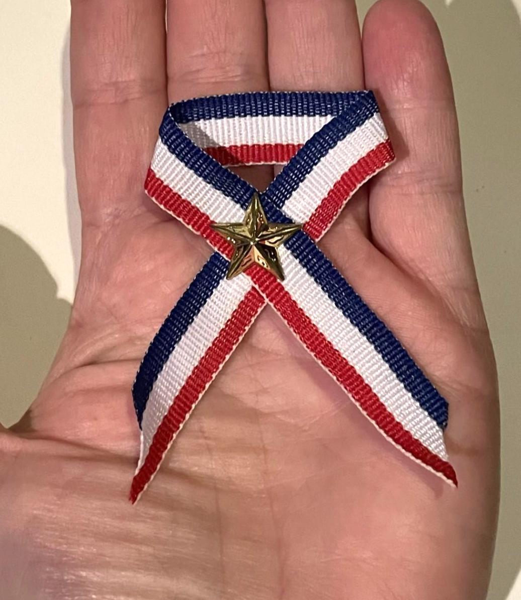 Patriotic Ribbon Brooch , U.S.A. Flag Memorial Lapel Pin , Red White ...