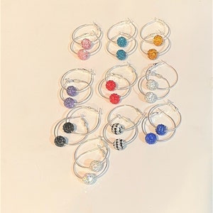 Crystal Ball Beaded Earrings  , Crystal Hoop Earrings , Jewelry For Women/Girls  CHOOSE COLORS