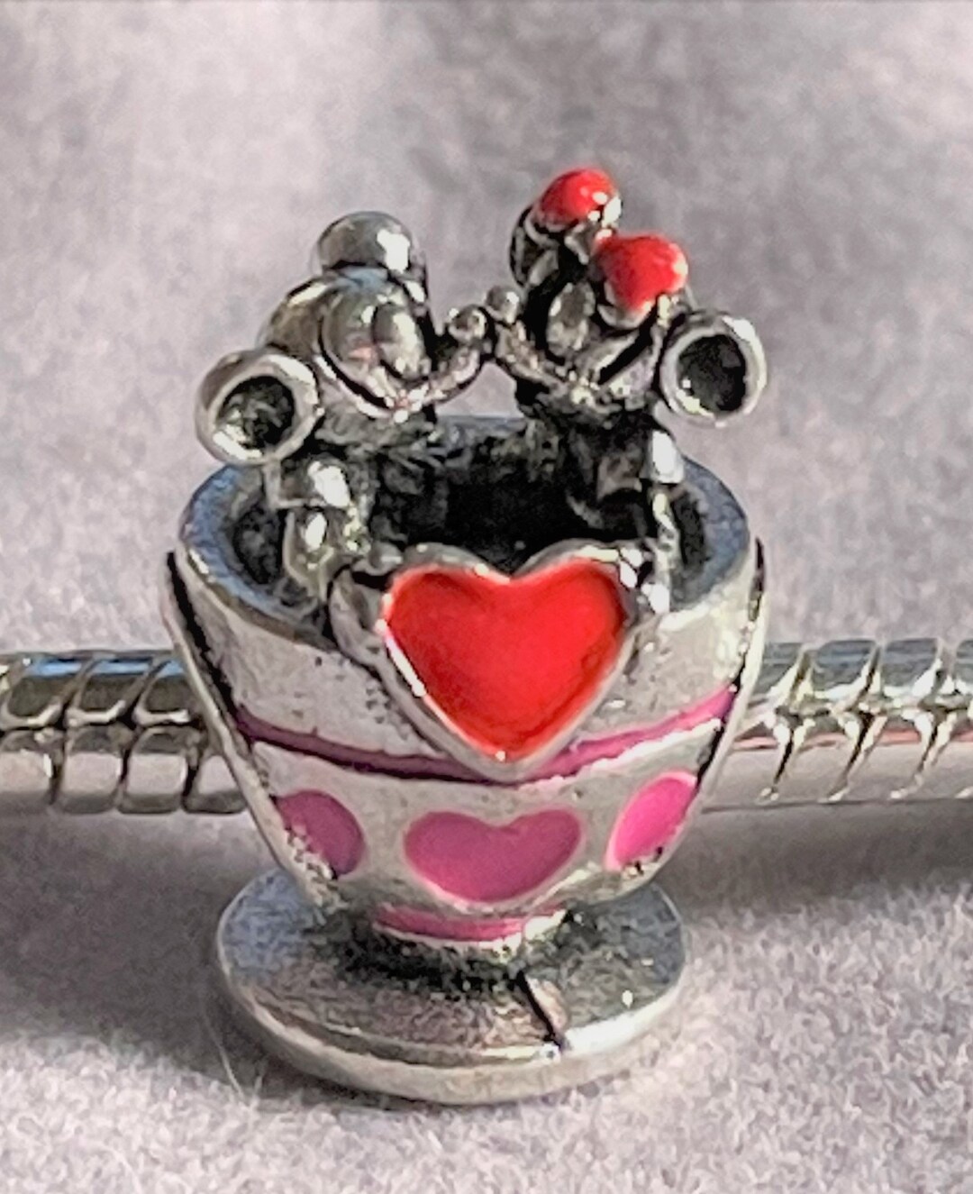 Mickey Mouse Minnie Mouse Valentines charm fits Pandora Bracelets Silver Etsy