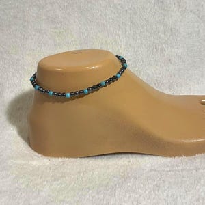 Hematite and Turquoise Anklet, Healing Anklet , 4 mm