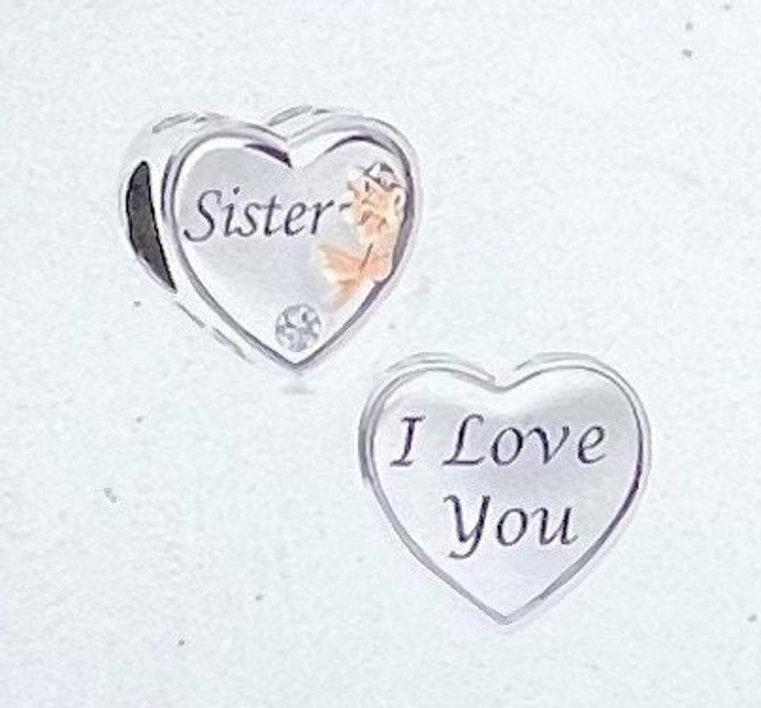 Pandora Love You Sister Heart Charm Sterling Silver & 14K Rose Gold