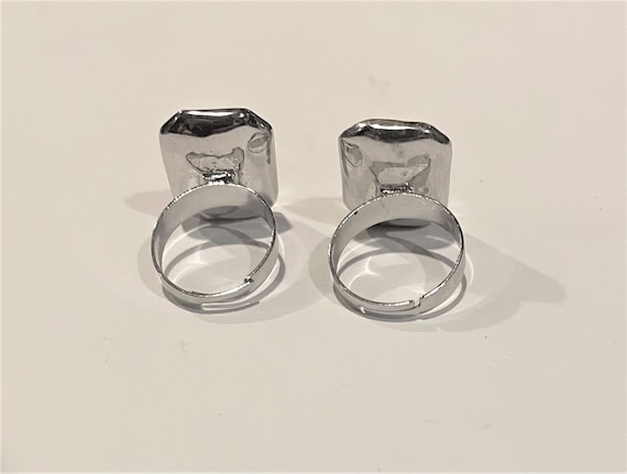 Large Adjustable Crystal Ring , Rectangle Cut Cry… - image 5