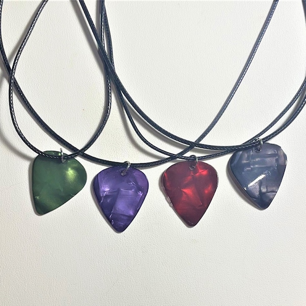 Guitar pick Necklace , Rock Band Guitar Pick Necklace , Color options available