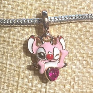 Disney Lilo and Stitch Charm for Bracelet , Cartoon Charm , 925 Sterling Silver , Rose Gold