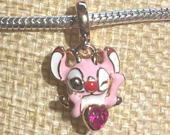 Lilo and Stitch Charm , Lilo , Cartoon Charm , 925 Sterling Silver , Rose Gold , gift for her