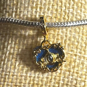 Disney Cinderella Pumpkin Coach Charm , for Bracelets , A Dream is a wish your heart makes , 925 Sterling Silver , 14K Gold plated