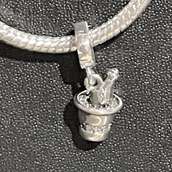 CZ Ice Bucket Charm fits Pandora Bracelets , Champagne Bottle Ice Bucket Charm , Wine Charm , Champagne , Drink Charm , 925 SS