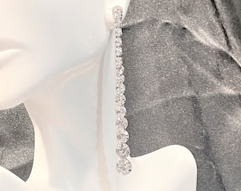 Long Rhinestone Cascading Statement Earrings for Women , Statement Earrings ,  2 3/4"