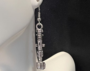 Silver Flute Dangle Earrings , Instrument Earrings for Women