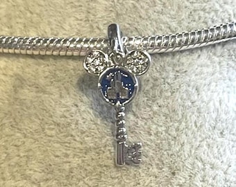 Mickey Mouse Key Charm , Mickey Icon Charm , Disney Castle Charm , fits Pandora Bracelet , Mickey Mouse Charm , 925 Sterling Silver