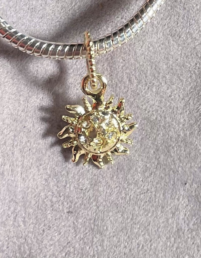 Pandora Style Sparkling Sun Pendant 