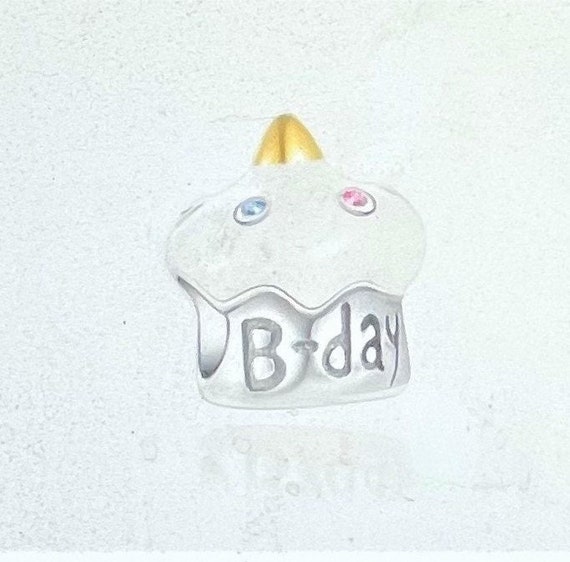 Happy Birthday Cupcake Charm Fits Pandora Bracelets Birthday