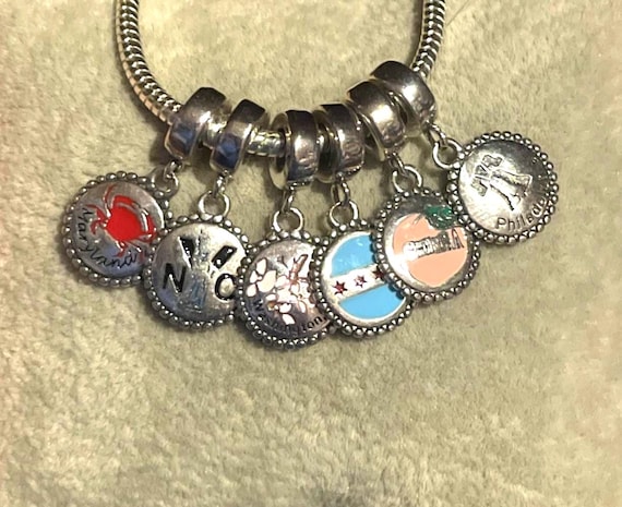 State Dangle Charms ,NYC,Philadelphia,Washington DC,Georgia,Maryland,Chicago,fits Pandora Bracelets , Destination Charm ,925 Sterling Silver
