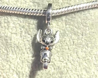 Sterling Silver Stitch Moped Charm  ,Lilo & Stitch , Cartoon Charm , Charm for Bracelets , 925 Sterling Silver , gift for her