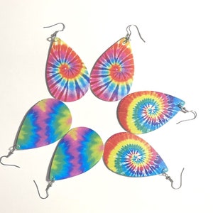 Tie Dye Teardrop Earrings , Tie Dye Earrings , Trendy Earrings , Psychedelic Earrings , choose
