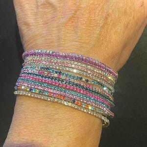 Dainty Crystal Rhinestone Stretch Bracelet , stackable bracelet, stretch , Tennis Bracelet , for Large wrists , choose