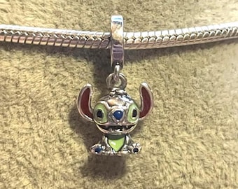 Sterling Silver Stitch Dangle Charm  ,Lilo & Stitch , Cartoon Charm , Charm for Bracelets , 925 Sterling Silver , gift for her