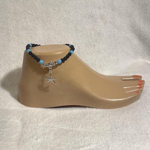 Starfish Beaded Stretch anklet , adjustable Beach Anklet , Stackable Anklet , One size fits most