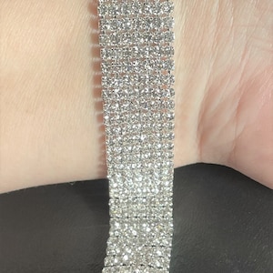 Bridal Clear Crystal Rhinestone adjustable Bracelet for Women , 7 Row Crystal Rhinestone Bracelet , 6 1/2&quot; + ext or 7&quot; + 2&quot; ext