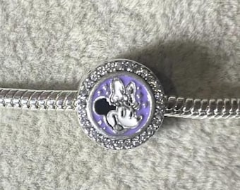 Disney Paris Minnie Mouse 100 years charm , Minnie Mouse Charm , charm fits Pandora Bracelet , Double sided Charm , 925 Sterling Silver