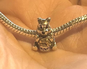 Sterling Silver Disney 100th Anniversary Winnie the Pooh Charm , Charm fits Pandora Bracelet , 14K Gold , gift for her