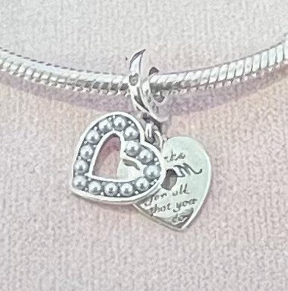 Merci Maman Coeur Double Dangle Charm Convient aux Bracelets