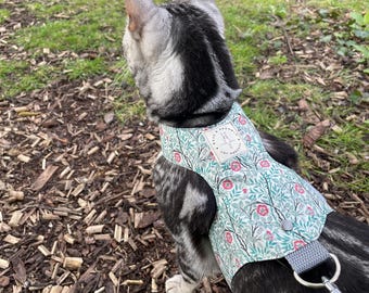 Arnés para gatos a prueba de escapes: estampado de William Morris, chaqueta para pasear gatitos