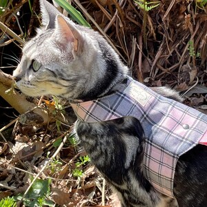 Cat harness, Kitten harness, Escape proof cat harness, butterfly cat harness,Tartan Douglas pink