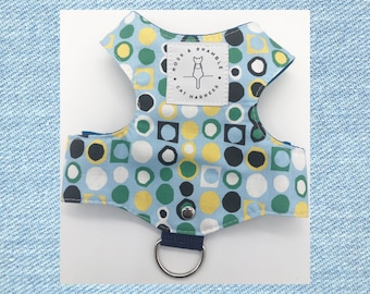 kitten harness, escape proof, cat harness, retro spot last of fabric