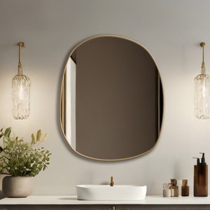 Gold Framed Irregular Mirror: Asymmetrical Handmade Wall Decor