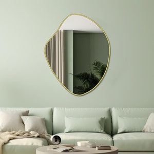 Irregular Modern Mirror, Asymmetrical Gold Framed Mirror, Aesthetic Home Decor, Bathroom Mirror, Entryway Mirror, Mirror Home Deco
