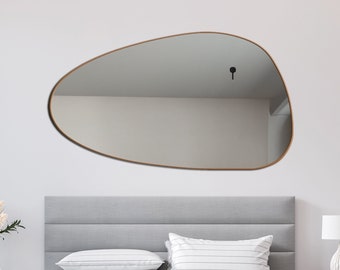 Abstract Asymmetrical Wall Mirror With Hooks - Cloud Shape Pink Mirror, 13x16 Inches
