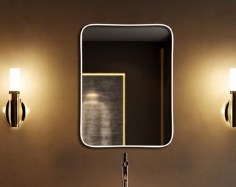 Modern Rectangular Wall Mirror, Luxury Gold Mirror, Minimalist Makeup Mirror, Hallway Wall Decor, Black Bathroom Mirror, Luxury Wall Decor